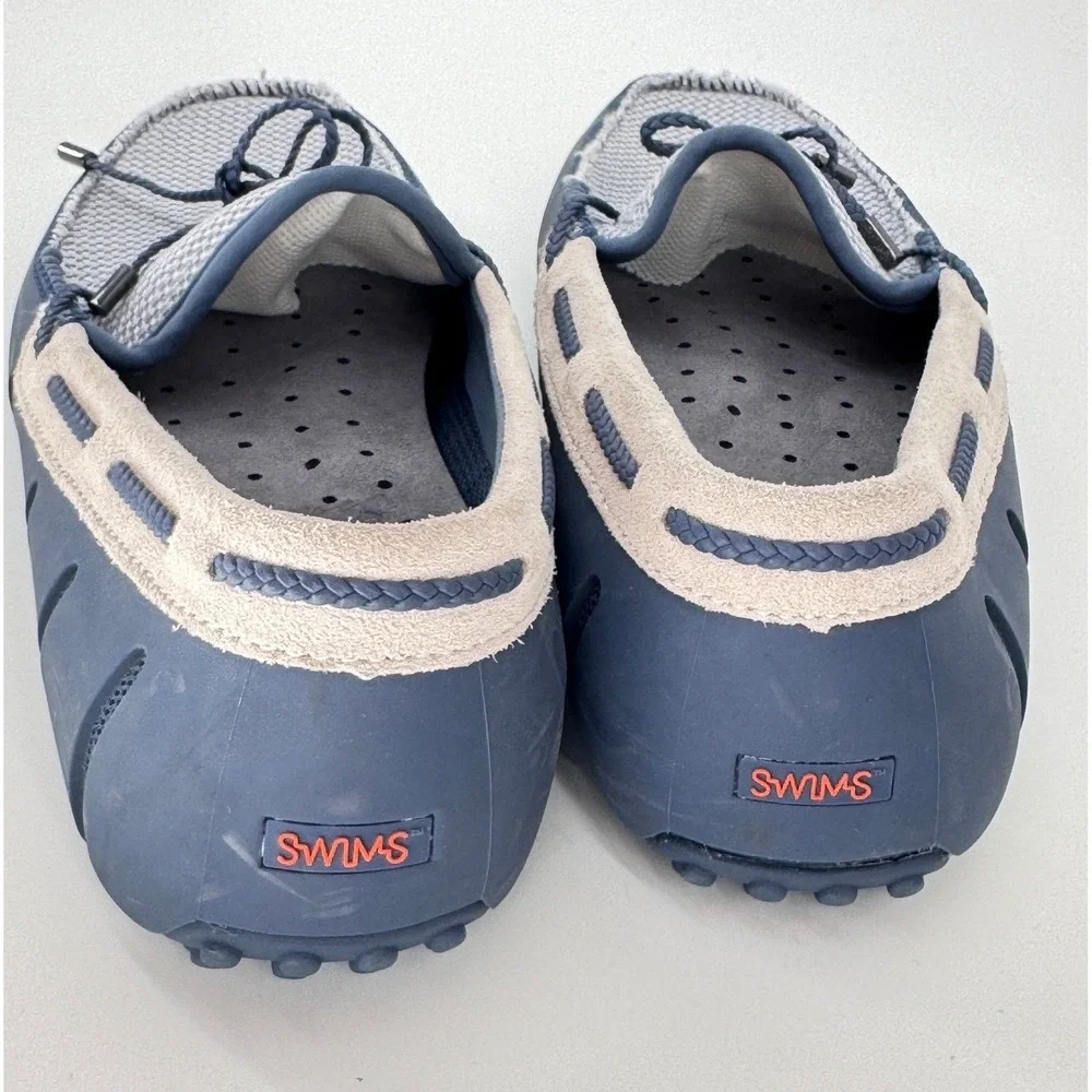 Swims Mens Braided Lace Lux Loafers Size 10 Slate Coastal Mesh Rubber Boat Shoes